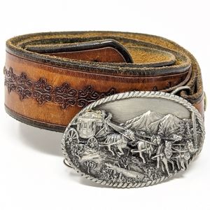 Siskiyou Buckle Co. Ostrich Feather Leather Belt
